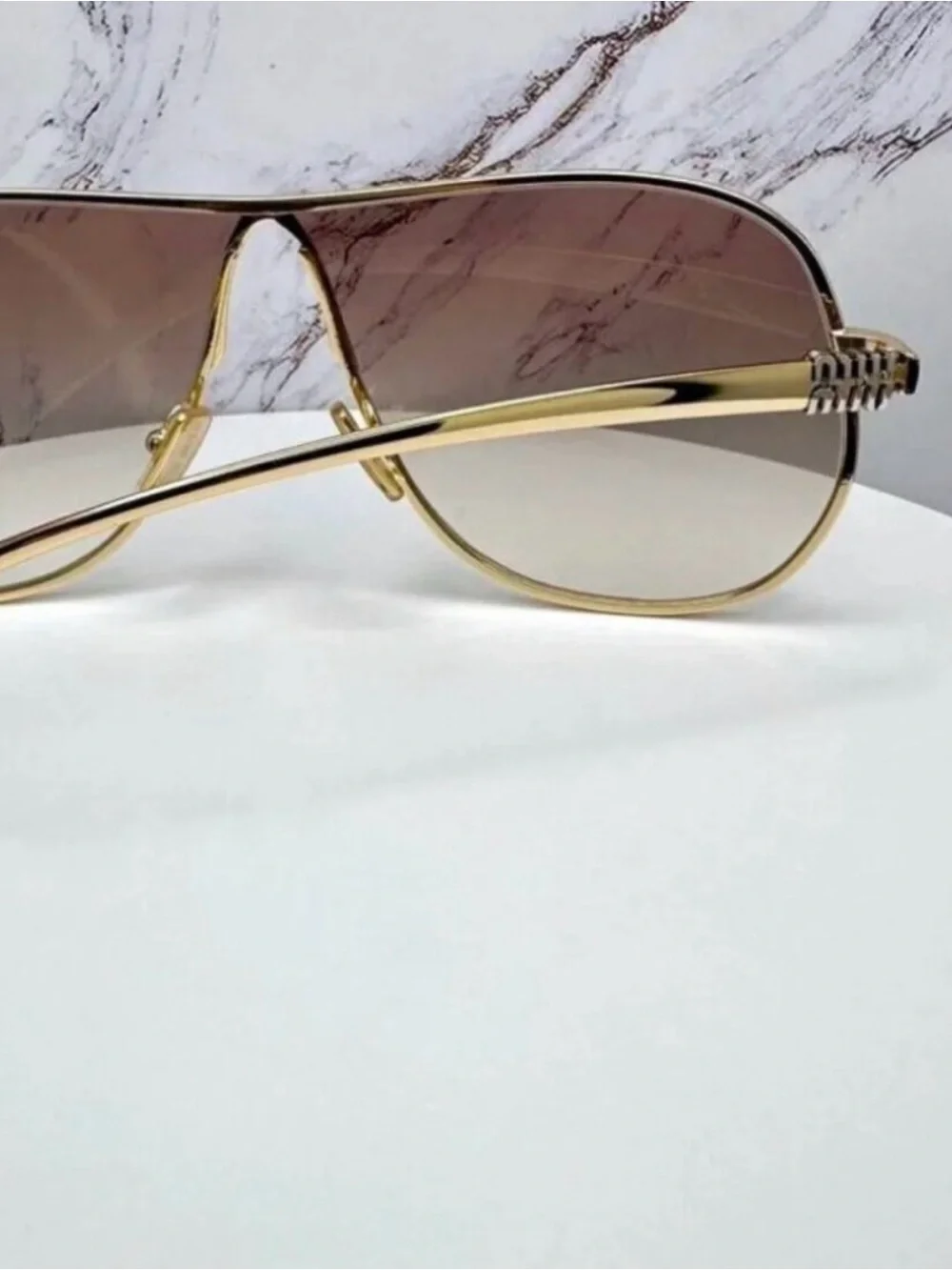 🕶️ Miu Miu Gold Aviator Sunglasses with Pink Gradient Lenses ✨ - Picture 6 of 6